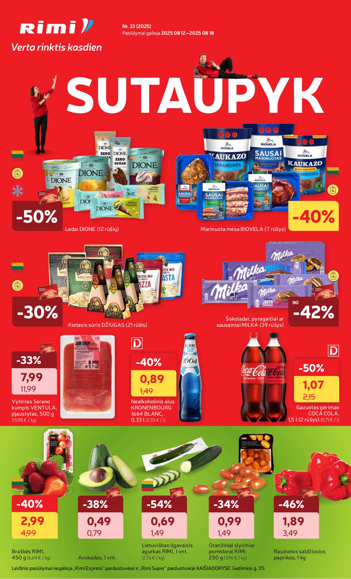 Rimi - RIMI savaitinis akcijų leidinys Nr. 33 | 2025-08-12 - 2025-08-18 1 puslapis