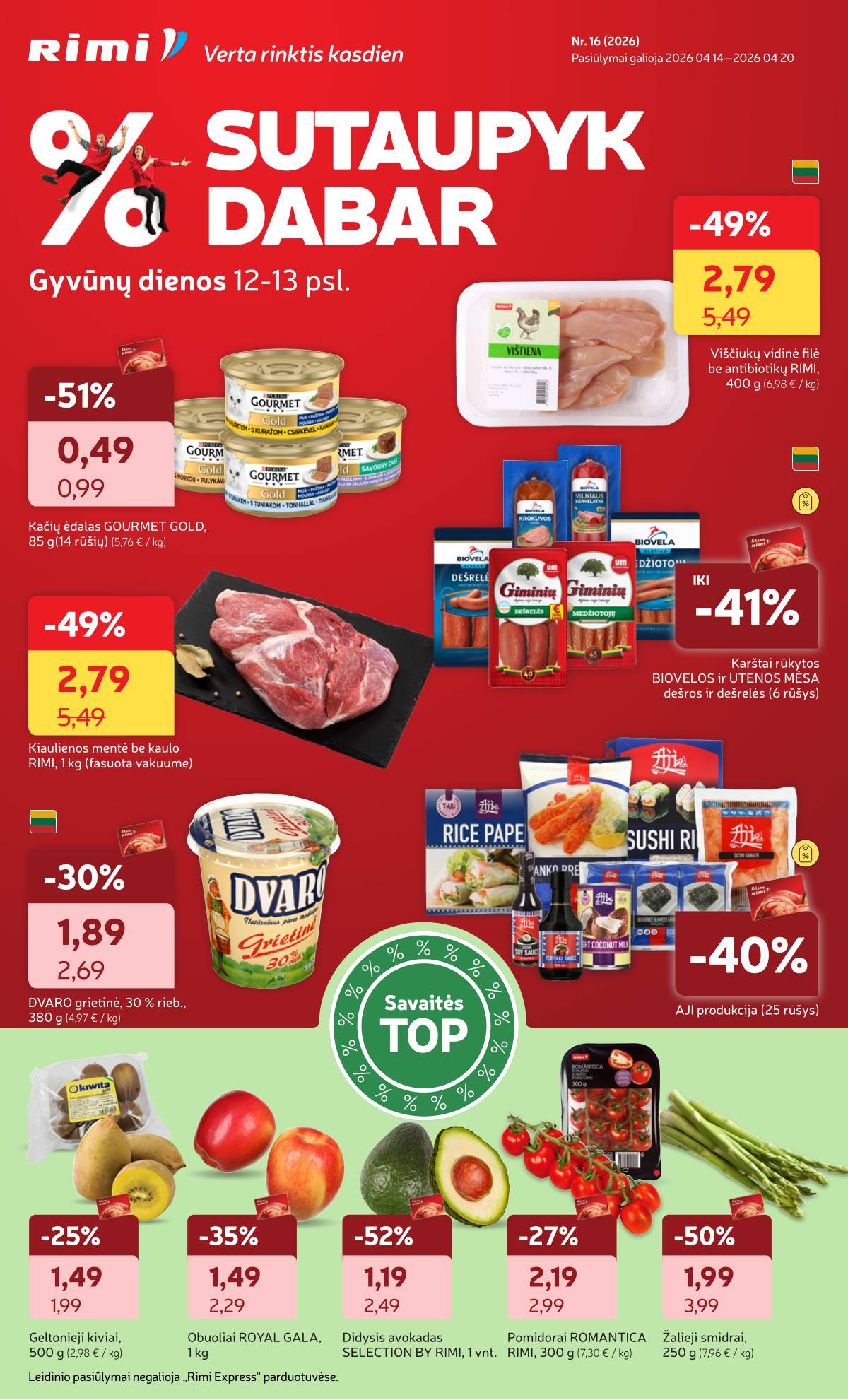 Rimi - RIMI Savaitinis akcijų leidinys Nr. 16 | 2026-04-14 - 2026-04-20 1 puslapis