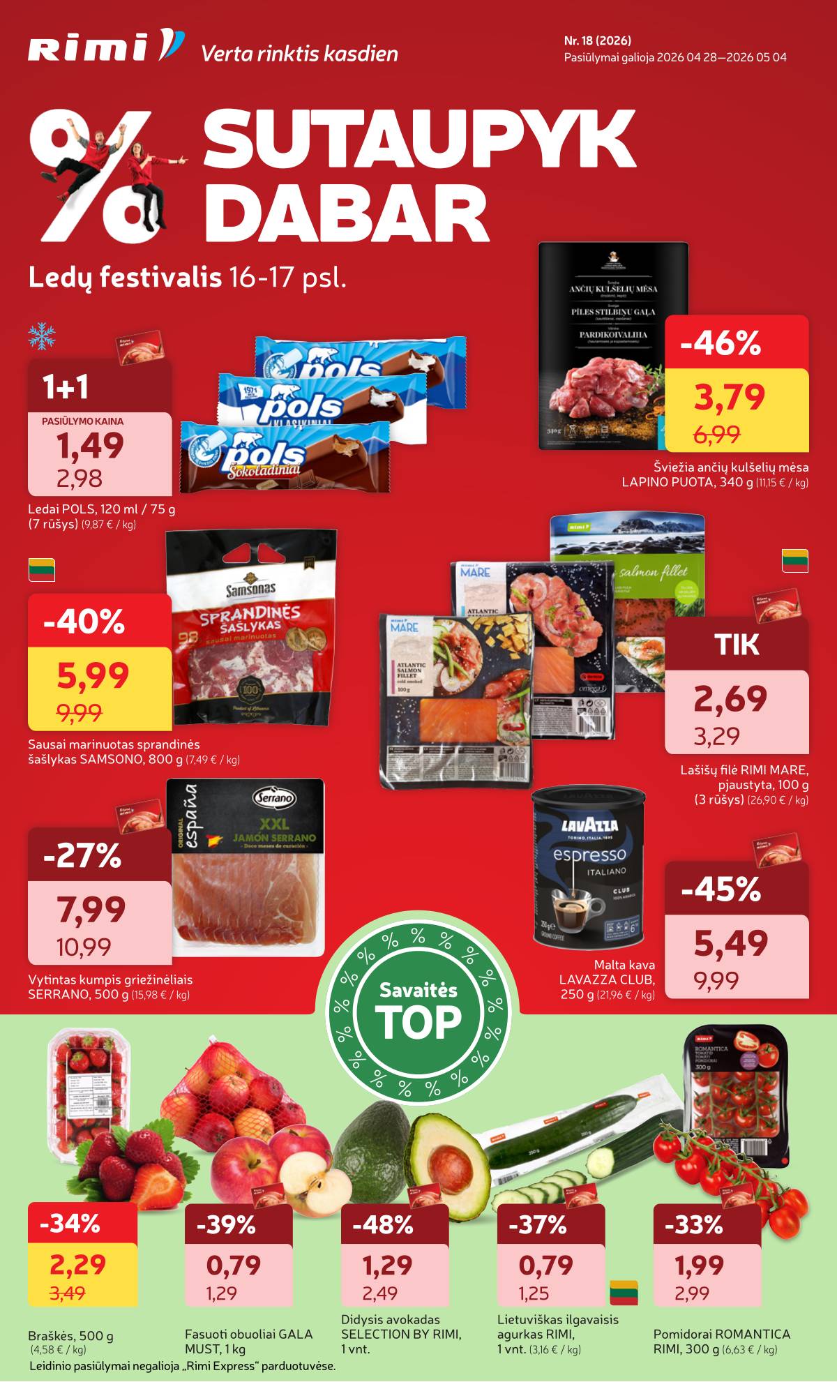Rimi - RIMI Savaitinis akcijų leidinys Nr. 18 | 2026-04-28 - 2026-05-04 1 puslapis