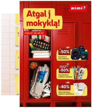 Rimi - RIMI "Atgal į MOKYKLĄ!" akcijų leidinys 2026-07-28 – 2026-09-07
