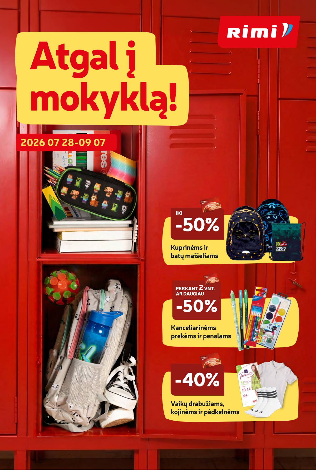Rimi - RIMI "Atgal į MOKYKLĄ!" akcijų leidinys 1 puslapis