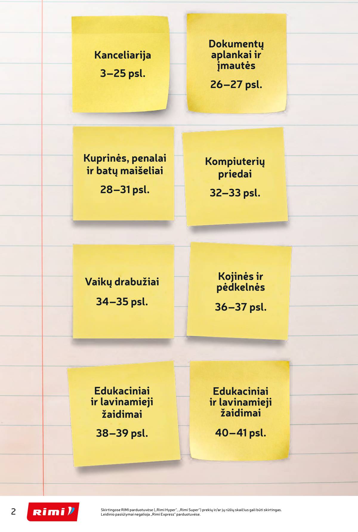 Rimi - RIMI "Atgal į MOKYKLĄ!" akcijų leidinys 2 puslapis
