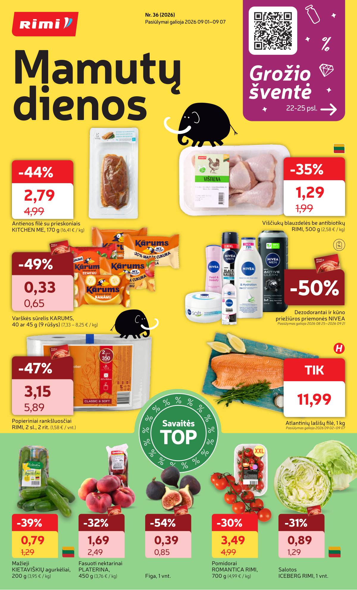 Rimi - RIMI savaitinis akcijų leidinys Nr. 36 | 2026-09-01 - 2026-09-07 1 puslapis