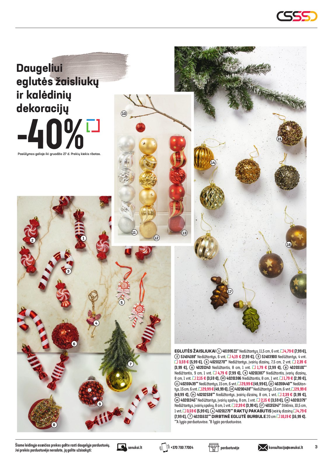 Senukai 'jaukioms KALĖDOMS. Reklaminis leidinys nr. 33(585)' 3 puslapis