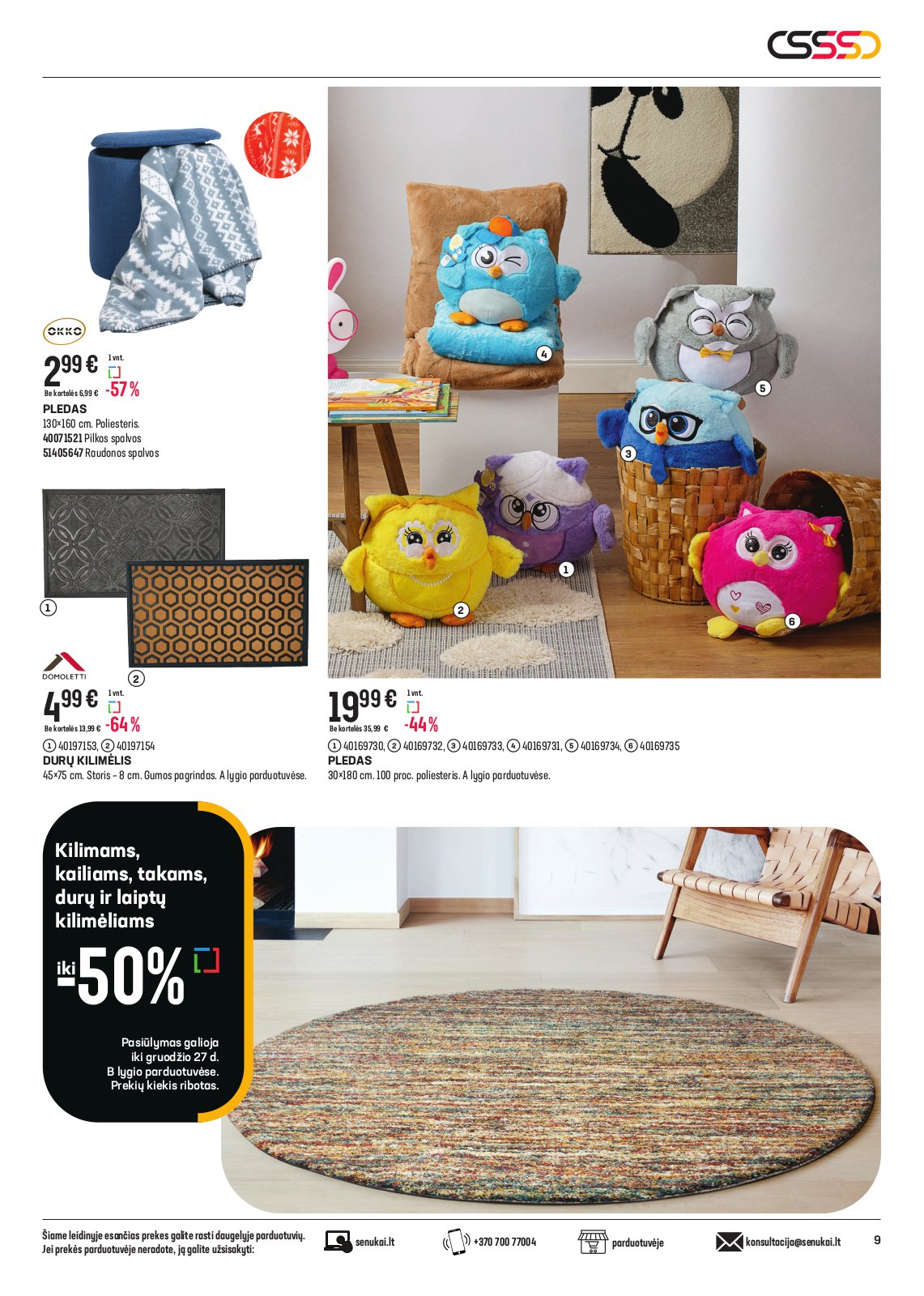 Senukai 'jaukioms KALĖDOMS. Reklaminis leidinys nr. 33(585)' 9 puslapis